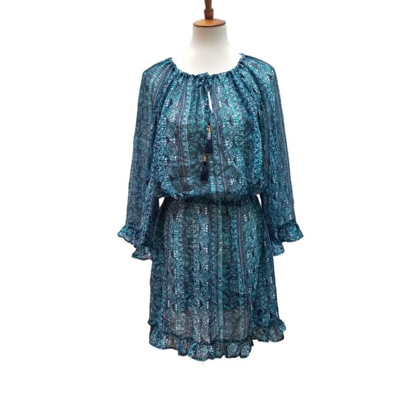 Tommy Bahama Other - Tommy Bahama NWT Blue Ruffle Tunic Swim Cover-up TSW90217C Tassels Women's L